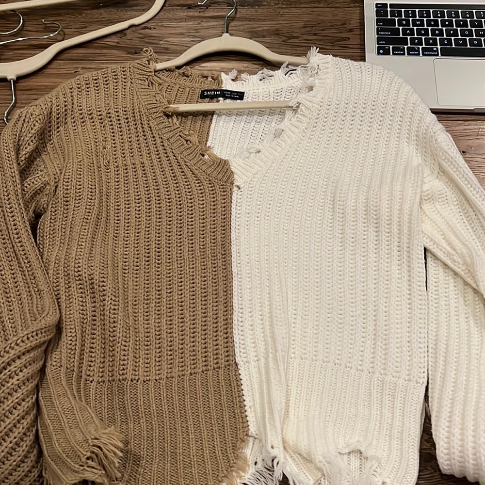 Brown and white sweater